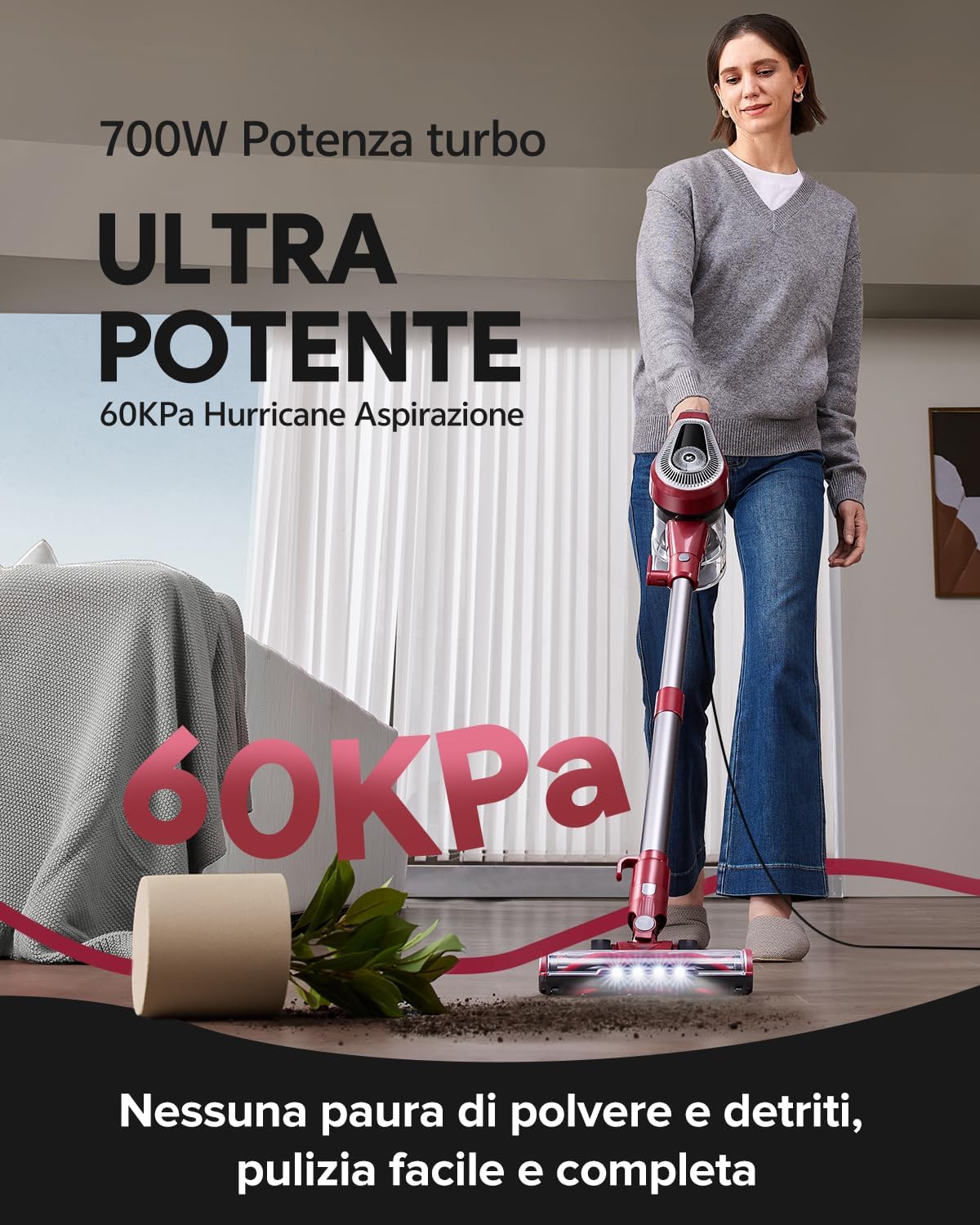 Aspirapolvere 5 in 1 con Cavo 7m e LED