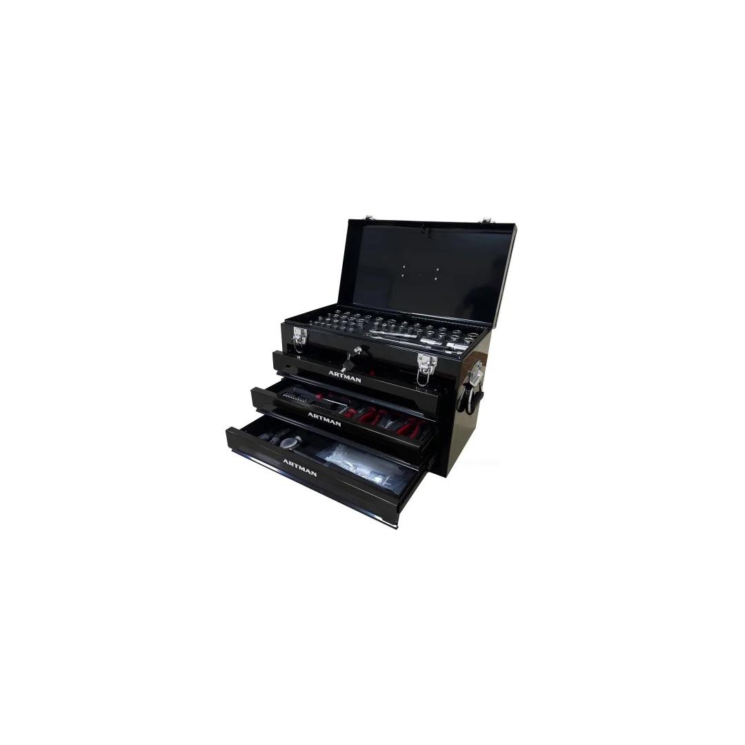 Campfun Set 439 Pezzi – Cassetta Attrezzi Meccanici 4 Livelli con Cricchetto, Pinze e 3 Cassetti, Kit Completo per Casa e Officina