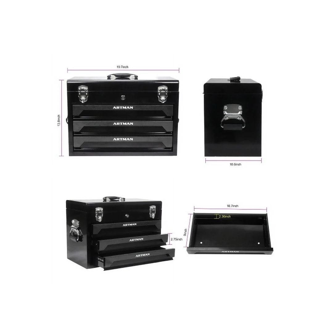 Campfun Set 439 Pezzi – Cassetta Attrezzi Meccanici 4 Livelli con Cricchetto, Pinze e 3 Cassetti, Kit Completo per Casa e Officina