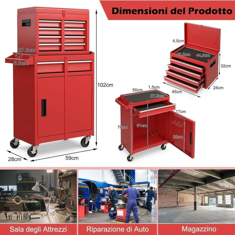 Carrello portautensili con ruote bloccabili
