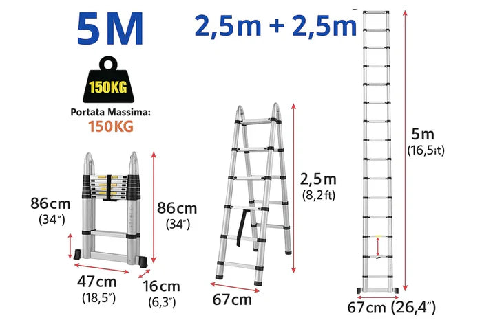 Scala Telescopica 5M in Alluminio