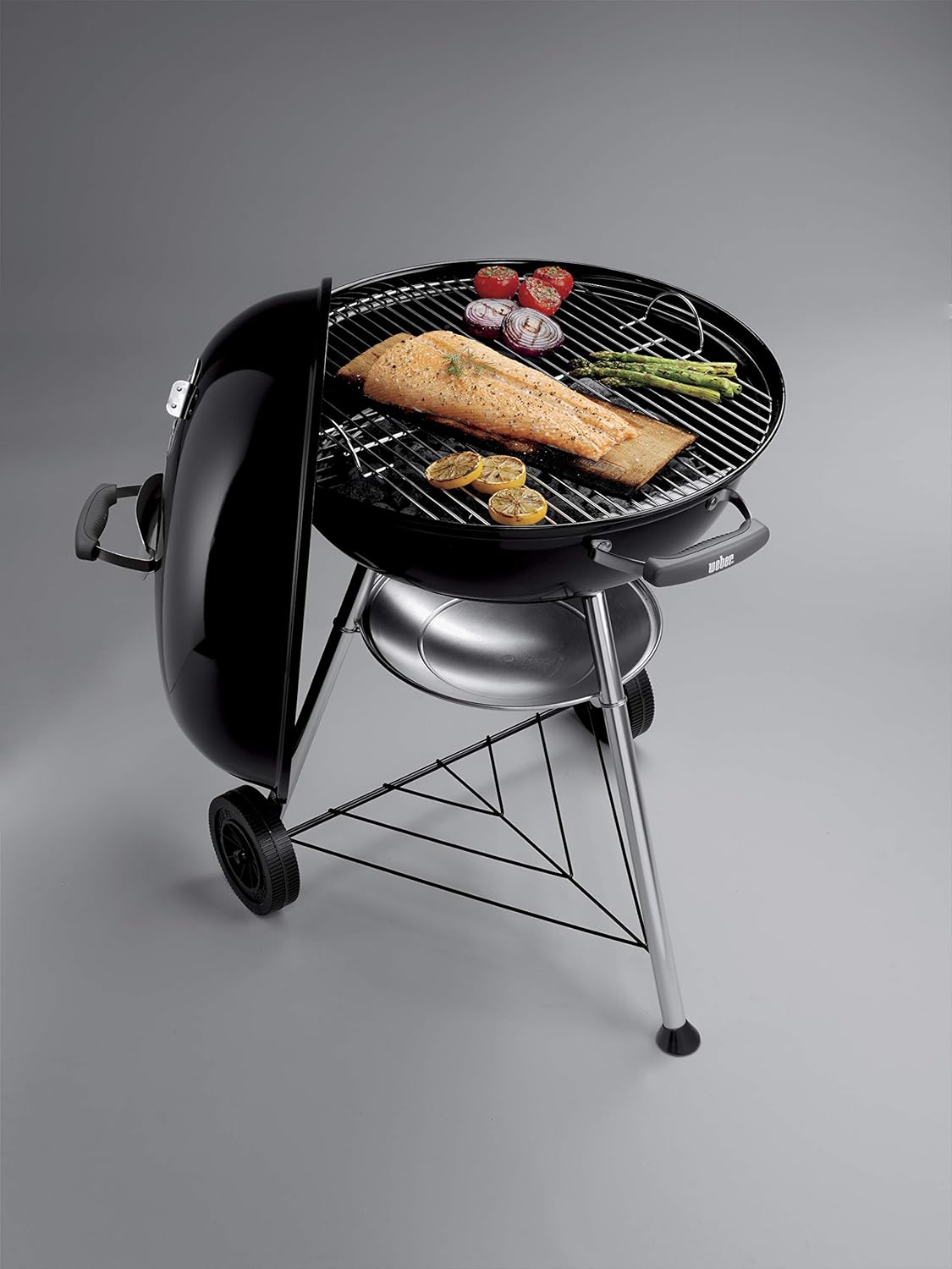 Barbecue con, griglia e coperchio, nero