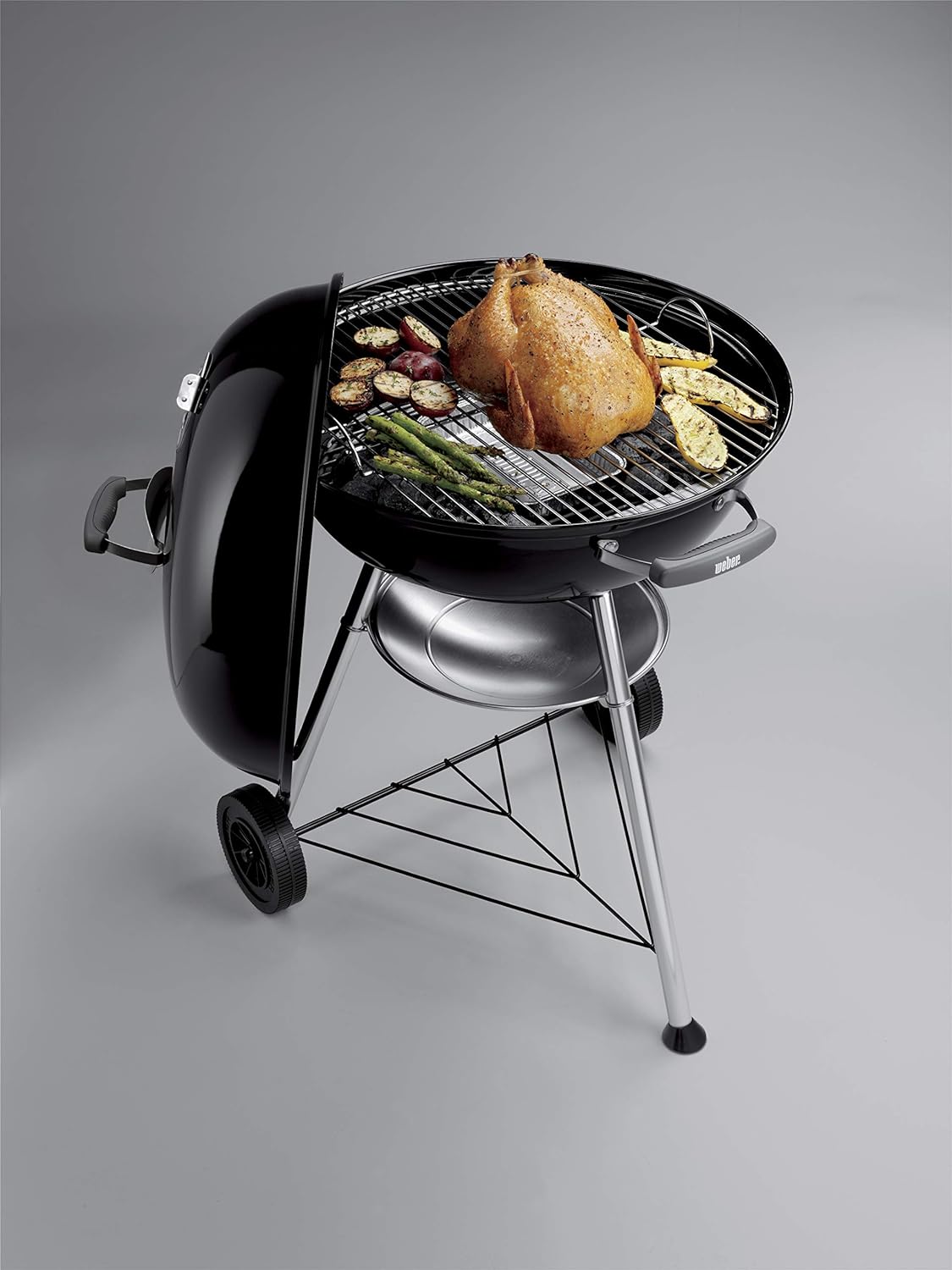 Barbecue con, griglia e coperchio, nero